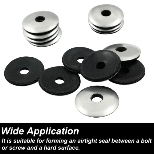 Miniatura 3 de Biaungdo 60 piezas de arandelas de neopreno de 1/4" x 1", arandelas de sello de neopreno EPDM de acero inoxidable, kit de surtido de juntas de goma