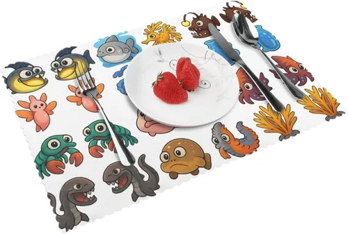 Miniatura 9 de Rectangular Placemats Set of 4, Heat Resistant Crystal Giant Flower Printed Kitchen Dining Table Mats