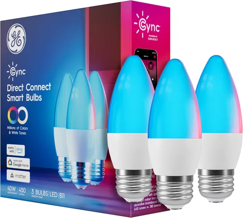 Bombillas de Luz LED Inteligentes GE Cync, Bombillas de Luz Decorativas que Cambian de Color, Luces WiFi para Interiores, Compatible con Matter,