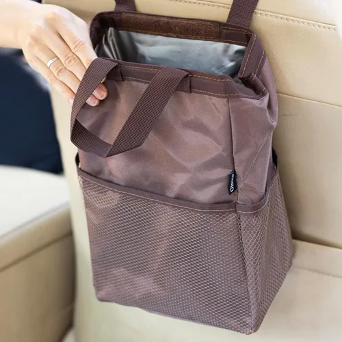 Miniatura 10 de Ginsco Nueva Bolsa de basura de viaje a prueba de fugas, 3.5 galones, gran capacidad, para colgar en el automóvil, con tapa de gancho y bucle