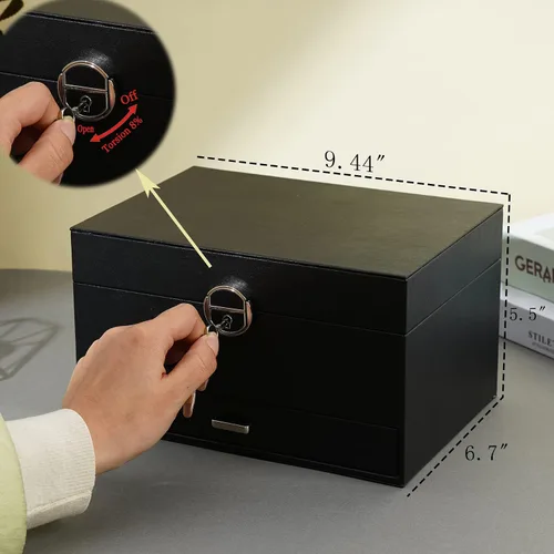 Miniatura 3 de BOOVO Joyero de aretes para mujer y niña, organizador de aretes de 5 capas, caja organizadora de joyas con cerradura para aretes, organizador