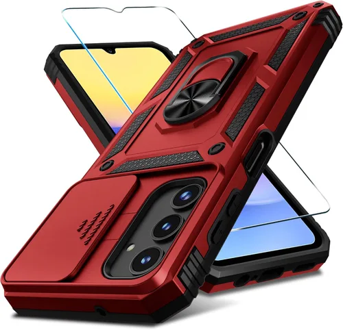 Miniatura 27 de Janmitta Compatible con Galaxy A15 5G Funda con Cubierta Deslizante Integrada para Lente de Cámara + Protector de Pantalla + Soporte de Anillo
