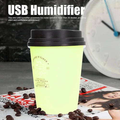 Miniatura 2 de Mini humidificador portátil, 10.1 fl oz, humidificador de automóvil, taza de café, apagado automático de bajo ruido, ligero, ahorro de espacio, Verde