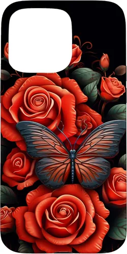 Miniatura 31 de Cute Butterfly Red Floral Flower Butterfly Rose Case for iPhone 17