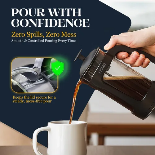 Miniatura 6 de ESPRO Light P3 - Cafetera de prensa francesa, microfiltro doble patentado para preparar sin arena, resistente al calor, prensa de café de vidrio