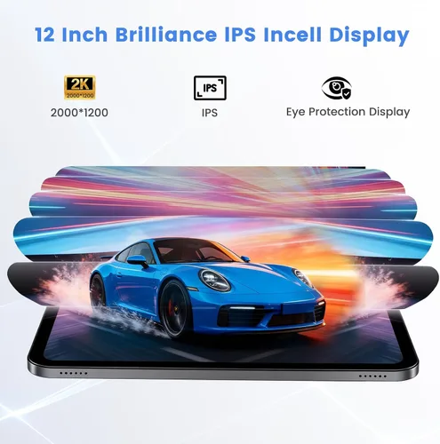 Miniatura 2 de Tableta, Android 15 Tableta, 20GB RAM 128GB ROM 1TB Expansión, A733 8-Core Procesador, Pantalla táctil grande de 12 pulgadas Pantalla 2K, Cámara