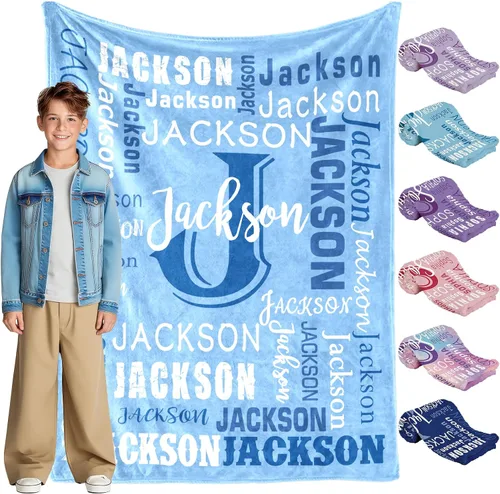 Miniatura 14 de Envío al día siguiente, manta personalizada para niños adolescentes - impresa en EE. UU., manta de franela con nombre personalizado, mantas