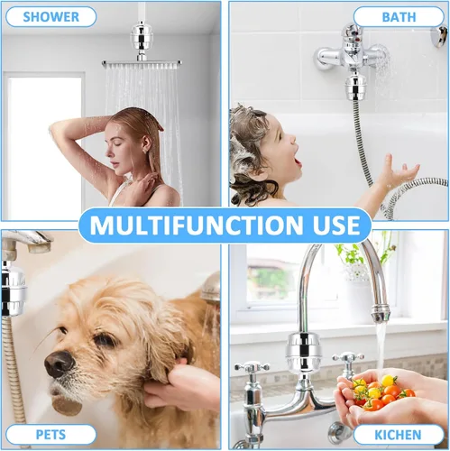 Miniatura 6 de El filtro de ducha de 20 etapas de alto rendimiento evita la acumulación de escamas, purifica la calidad del agua para aliviar la piel seca