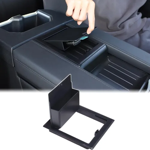 Miniatura 12 de Aunginsy Funda para caja de almacenamiento oculta compatible con Toyota Tundra 2022 2023 2024 2025 2026, bandeja organizadora de consola central