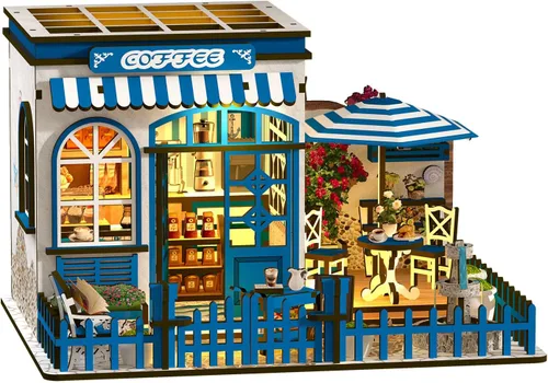 Miniatura 11 de Kit de construcción de casa en miniatura DIY, kit de rincón de lectura de panadería, rompecabezas de madera en 3D para estanterías, kit de casa
