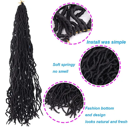 Miniatura 5 de Trenzas de ganchillo sintéticas de 36 pulgadas, 6 paquetes de trenzas de ganchillo súper largas de diosa, cabello rizado, ondulado, suave, trenzado