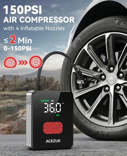 Miniatura 3 de Arrancador con compresor de aire, 8000A 150PSI arrancador portátil para automóvil, paquete de arranque 12V (todo gas/12L diesel), arrancador
