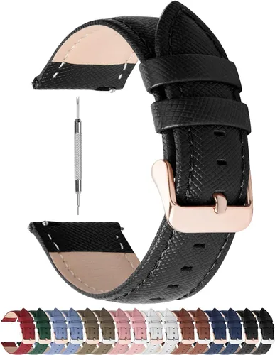 Fullmosa Cross - Correa de repuesto de reloj de pulsera en cuero auténtico para hombres y mujeres, 0.551 in, 0.630 in, 0.709 in, 0.787 in, 0.866 in,