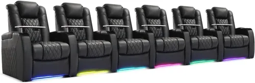 Miniatura 22 de Weilianda Asientos de Cine en Casa de Cuero de Grano Superior Silla Reclinable con Reposacabezas Eléctrico y Reclinación Asientos de Película Sofá