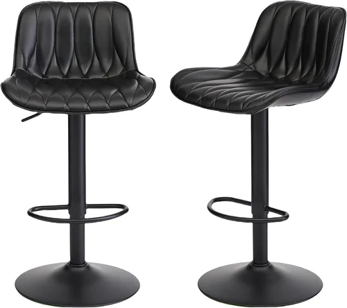 Miniatura 19 de FIRAVOE Juego de 3 taburetes de bar giratorios, taburetes de bar de altura de mostrador marrón con respaldo, taburete de bar ajustable de 25 a 33