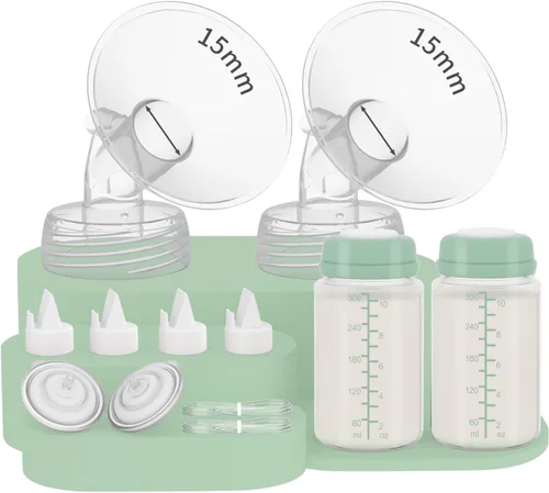 Miniatura 25 de 2 botellas de almacenamiento de leche materna de 10 onzas compatibles con SpectraS1 S2 9 Plus SG/Motif Luna/otros brida de boca ancha, recipiente