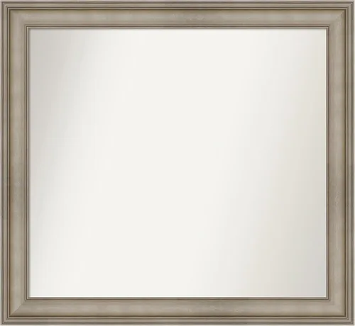 Miniatura 339 de Amanti Art Espejo de baño plateado para sobre el fregadero, 26 x 26 pulgadas, espejo cuadrado de plata antigua, marco de madera tradicional mediano