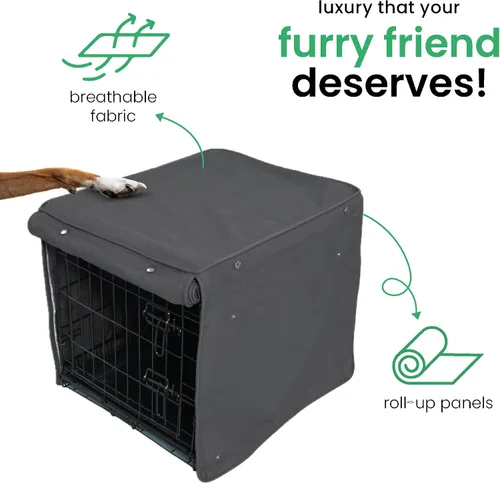 Miniatura 5 de Molly Mutt I'm a Realist - Funda para jaula de perro, funda de lona 100% algodón con 2 paneles enrollables, ideal para jaula de perro o gato, Soy