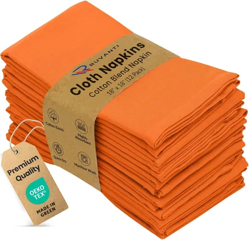Miniatura 45 de Ruvanti - Juego de 4 servilletas de tela de 45x45 centímetros, lavables, suaves, duraderas, absorbentes, mezcla de algodón. Servilletas de mesa