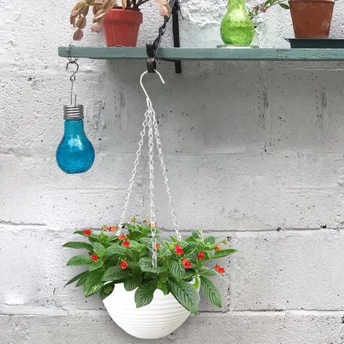 Miniatura 5 de Srmayyi Paquete de 4 Macetas Colgantes de Plástico de 8 Pulgadas con Riego Automático, Maceta Colgante Redonda con Drenaje y Cadena Metálica, Maceta