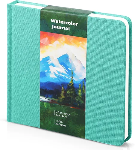 Miniatura 11 de Dispowreath Cuaderno de bocetos de acuarela de 5.5 x 5.5 pulgadas, cuaderno cuadrado de acuarela, prensa en frío, papel de algodón de 140 libras