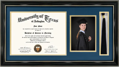 Miniatura 24 de GraduationMall Marco de fotos y diploma negro de 11 x 19 pulgadas para certificado de 8.5 x 11, imagen de 5 x 7, vidrio templado, paspartú doble