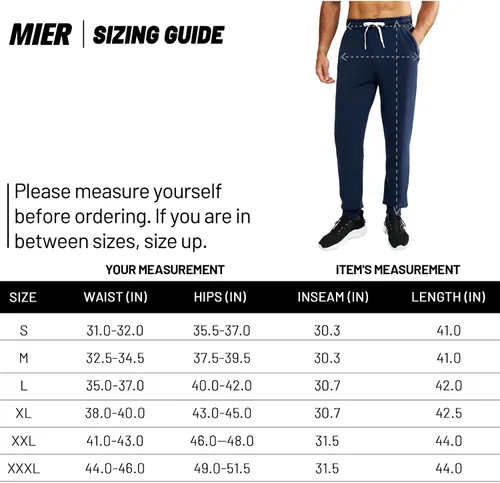 Miniatura 7 de MIER Men's Cotton Joggers Athletic Sweatpants for Gym Workout Active Lounge Jersey Track Pants with Pockets, Elastic Waist