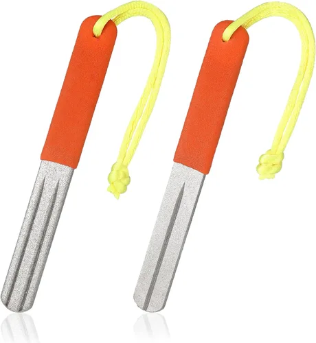 Miniatura 7 de Skylety 2 piezas de archivos de gancho afilador de gancho para pesca de diamante con mango portátil de doble cara grano fino y medio para pesca