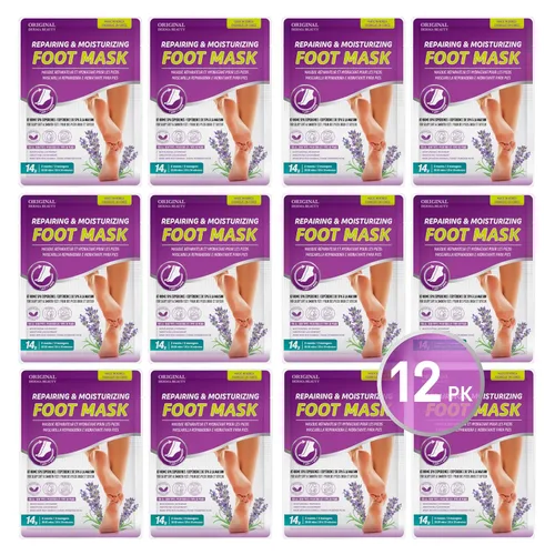 Miniatura 10 de Original Derma Beauty - Máscara para pies, 12 pares de máscaras de manteca de karité que aumentan la humedad, conjunto de mascarillas para pies