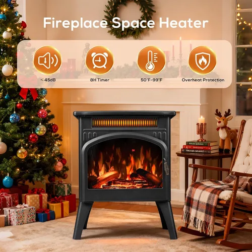 Miniatura 3 de ZAFRO Chimenea eléctrica independiente de 21 pulgadas con control remoto, calentador de espacio de chimenea con color de llama ajustable y brillo