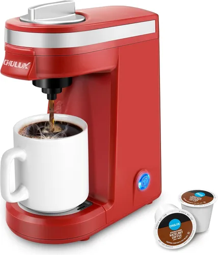 Miniatura 10 de CHULUX Mini cafetera para cápsulas K, cafetera de una sola porción para una taza americana, máquina de café ligera en cápsulas, aguamarina