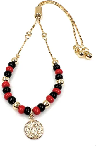 Miniatura 2 de LESLIE BOULES Pulsera de oro de San Benito para mujer, joyería de protección, Latón