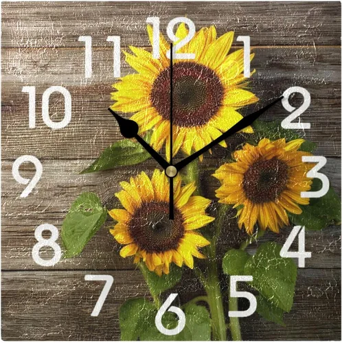 Miniatura 18 de Naanle Reloj de pared cuadrado con estampado de rocas en 3D, 8 pulgadas, funciona con pilas, reloj de escritorio analógico silencioso de cuarzo