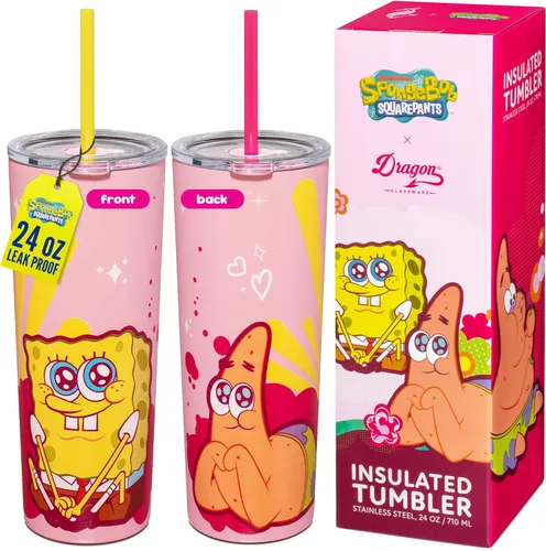 Miniatura 22 de Dragon Glassware x Barbie - Vaso térmico aislado al vacío con tapa y pajilla, vaso térmico de acero inoxidable de 24 onzas con 2 pajillas, vaso