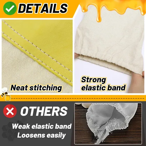 Miniatura 3 de ANPHSIN 2 pares de guantes largos de piel de cabra para apicultores, guantes de cuero protegidos, suministros de apicultura, blanco/amarillo