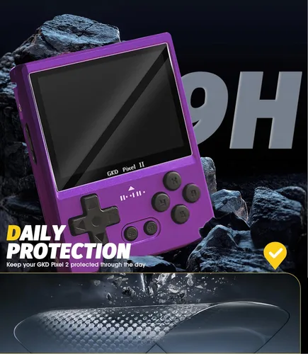 Miniatura 2 de Orzero Paquete de 3 protectores de pantalla de vidrio templado compatible con consola de juegos portátil GKD Pixel 2, 9 dureza, alta definición
