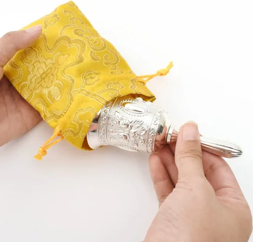 Miniatura 3 de Campana de mano, campanas de llamada de boda para servicio de restaurante, timbre, bar, cascabel, boda, aula, iglesia, escuela, aula, alarma y Plata