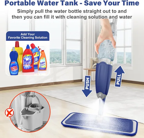 Miniatura 6 de Trapeador de microfibra para limpieza de pisos: mopas de piso de madera dura en seco y húmedo con 3 almohadillas lavables para Swiffer Powermop