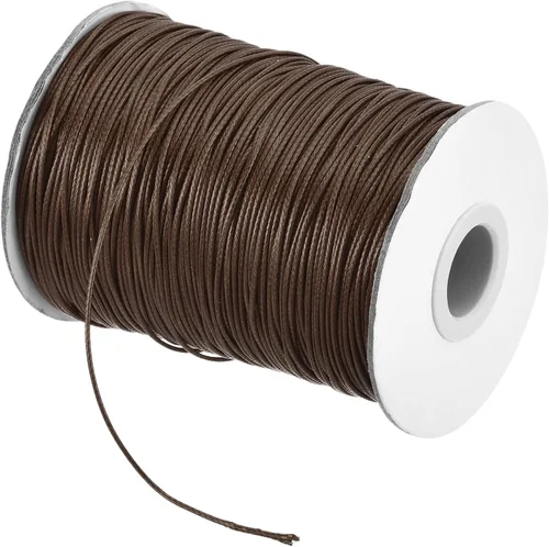 Miniatura 50 de MECCANIXITY Cordón encerado de poliéster encerado de 0.031 in, cuerda de cera de 175 yardas para hacer pulseras, collares, cuentas, joyería y Caqui