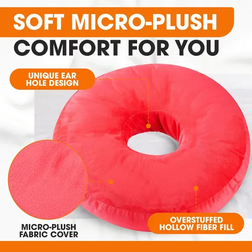 Miniatura 6 de Cheer Collection Almohada de dona para recuperación de piercings de oreja, almohada de lujo de microfibra para dormir de lado, para dormir