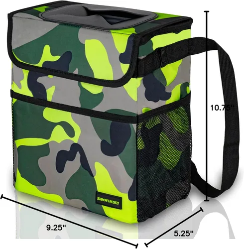 Miniatura 7 de SIBOFUEGO Bonito bote de basura para automóvil con tapa, contenedor de basura plegable multiusos para automóvil, organizador a prueba de fugas, bote