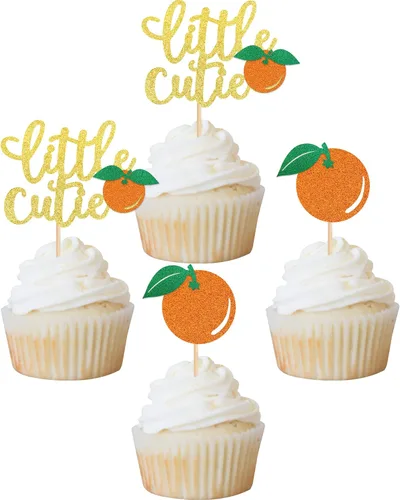 Miniatura 24 de Rsstarxi 1 paquete de decoración de pastel Oh Baby con purpurina naranja pequeña para tartas de baby shower, decoración de pastel para frutas