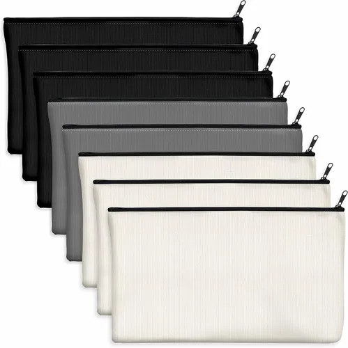 Miniatura 10 de Paquete de 8 bolsas de lona coloridas con cremallera, bolsas para manualidades DIY, bolsas de lona de viaje para maquillaje, cosméticos, artículos