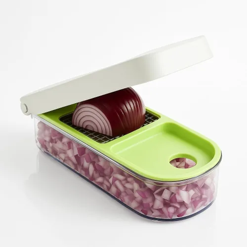 Vidalia Chop Wizard, Picador de verduras y frutas con base de 2 tazas, cuchillas de acero inoxidable, apto para lavavajillas