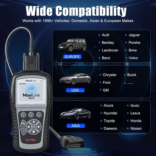 Miniatura 4 de Autel MaxiLink ML619 OBD II Escáner - Igual que AL619, herramienta de diagnóstico ABS y SRS para vehículos de más de 1996, hasta AL519 ML519, lector