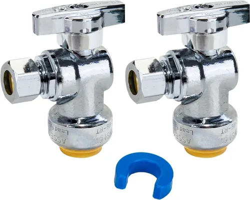 Miniatura 10 de SUNGATOR Paquete de 12 válvulas de parada angular, válvula de cierre de agua en ángulo de compresión de 1/2 x 3/8 pulgadas, cierre de agua