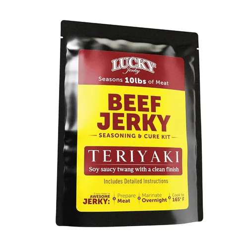 Miniatura 13 de Lucky Jerky Kit de condimento y curación de cecina, paquete de 4 unidades, original, pimiento rojo, teriyaki, condimentado, temporada 80 libras