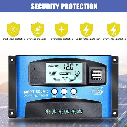 Miniatura 5 de MPPT 40A 12V/24V Controlador Regulador de Carga de Panel Solar con Enfoque Automático y Seguimiento, Puerto USB Dual, Pantalla LCD, Nueva Tecnología