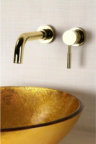 Miniatura 2 de Kingston Brass KS8112DL Grifo de baño de montaje en pared de una sola manija, latón pulido