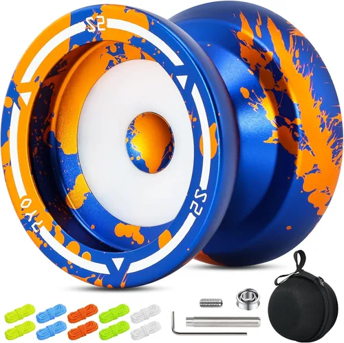 Miniatura 10 de Yoyo profesional S2 para niños y adultos, Yo Yo Yo de metal sensible Yoyo que no responde, yoyo de doble propósito + rodamiento KK + 10 cuerdas +